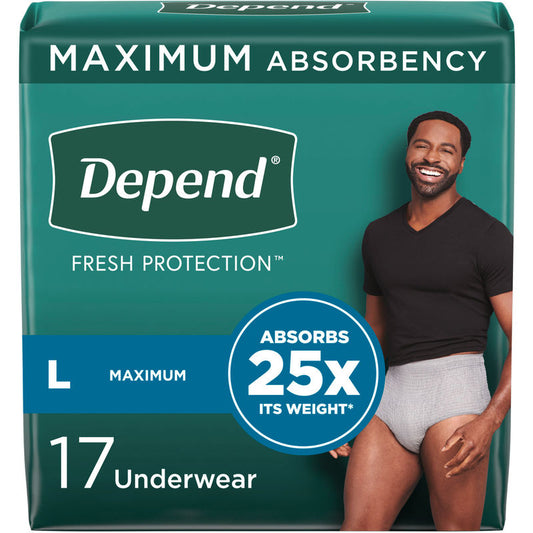 FIT-FLEX Incontinence Underwear for Men, Maximum Absorbency, Large
