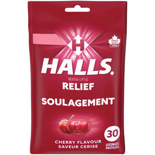 Halls Relief Mentho-Lyptus Cherry Flavour, 30 Cough Drops