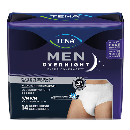 Men Overnight Extra Coverage Incontinence Underwear, Small/Medium