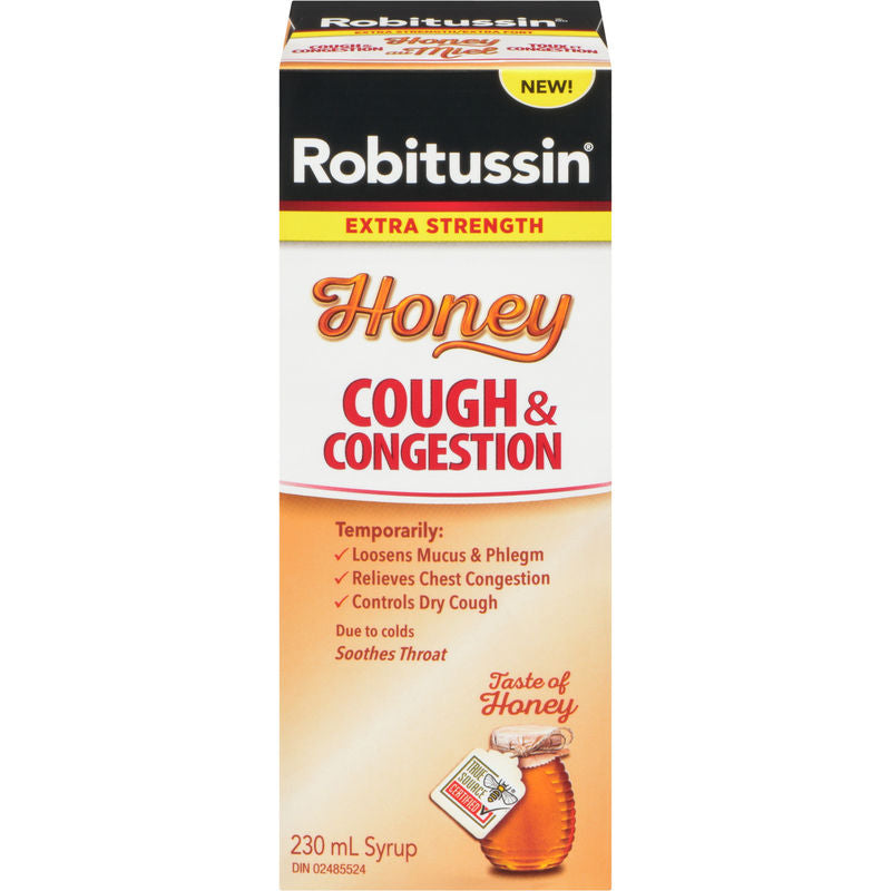 Robitussin Cough & Congestion Syrup Honey Extra Strength 230 ml