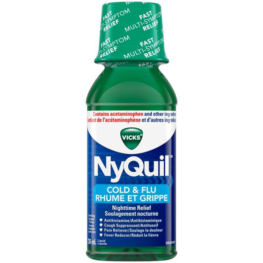 NyQuil Cold & Flu Nighttime Relief Liquid, Original, 236 mL