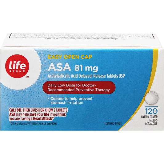 ASA 81mg Acetylsalicylic Acid Tablets USP Easy open