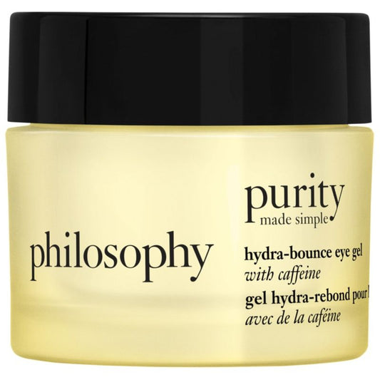 purity made simple hydra-bounce eye gel with caffeine, hydrates, moisturizes, brightens, revives tired-looking eyes