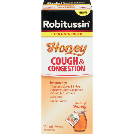 Robitussin Cough & Congestion Syrup Honey Extra Strength 115 ml