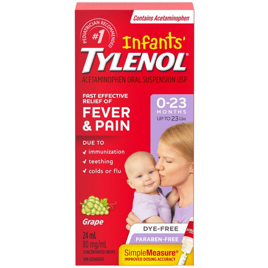 Infants' Medicine, Fever & Pain Drops, Dye Free Grape