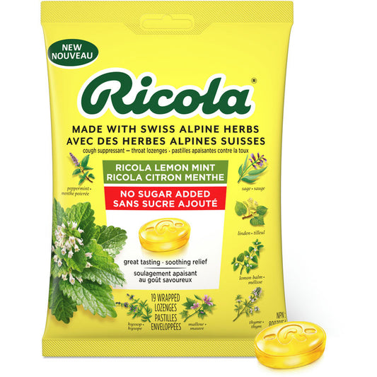 Ricola Lemon Mint No Sugar Added Throat Drops