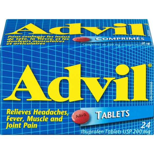 Advil Regular Strength Ibuprofen Tablets for Headaches and Pain Relief, 200 mg, 24 Count