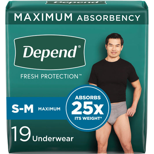 FIT-FLEX Incontinence Underwear for Men, Maximum Absorbency, Small/Medium