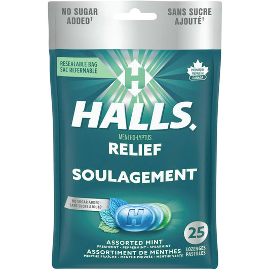 Halls Relief Mentho-Lyptus Assorted Mint 25, Cough Drops