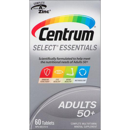 Centrum Select Essentials Adults 50+ Multivitamin and Multimineral Supplement Tablets, 60 Count