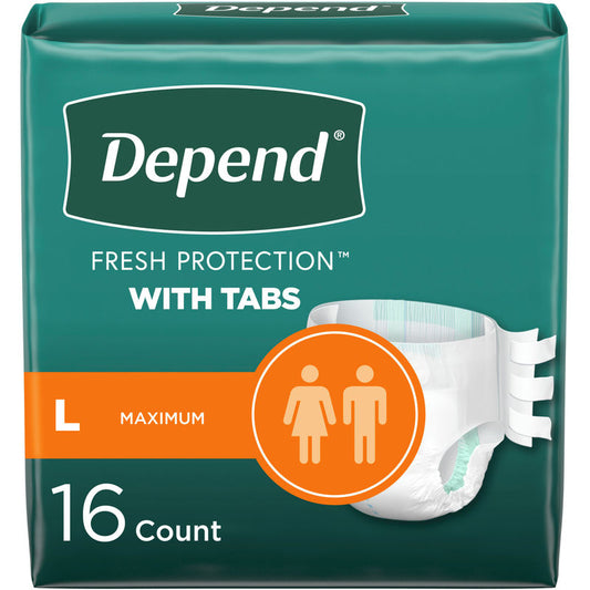 Incontinence Protection with Tabs, Maximum Absorbency, L