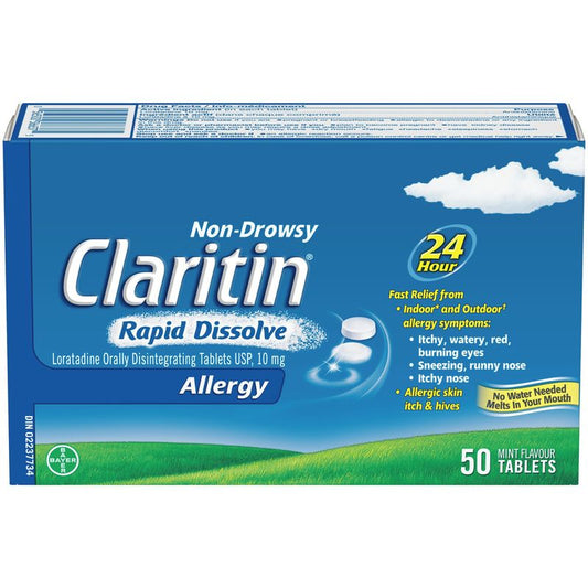 Claritin Rapid Dissolve Allergy Medicine, 24-Hour Non-Drowsy Relief 10 mg, 50 Tablets