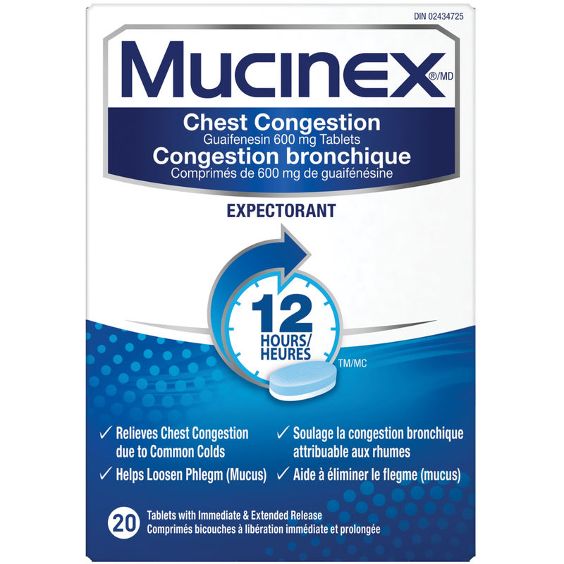 Chest Congestion Guaifenesin 600 mg Tablets Expectorant (Cough Medicine)