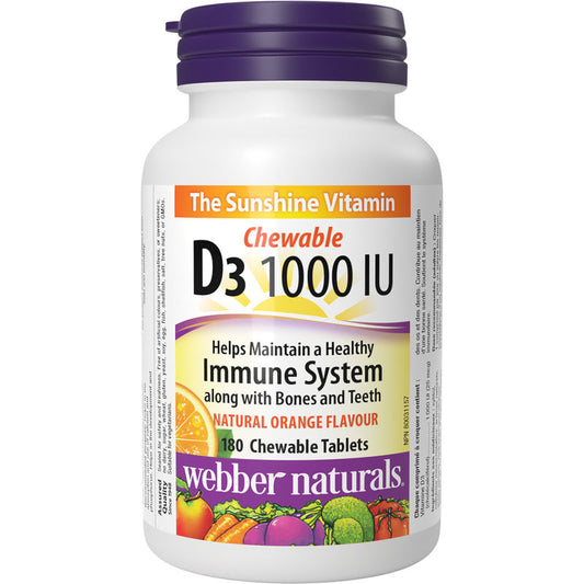 Vitamin D3 Chewable 1000 IU, Natural Orange Flavour