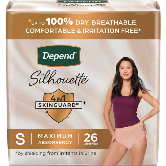 Depend Silhouette Adult Incontinence & Postpartum Underwear for Women, Maximum Absorbency, Small, Pink