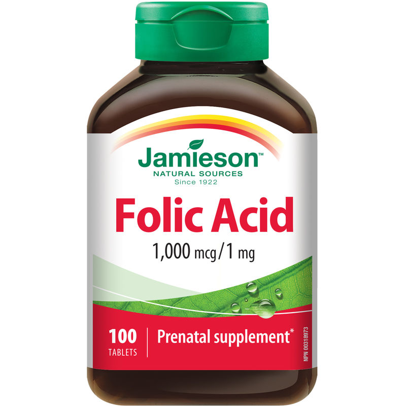 Folic Acid 1,000 mcg Tablets, 1 mg