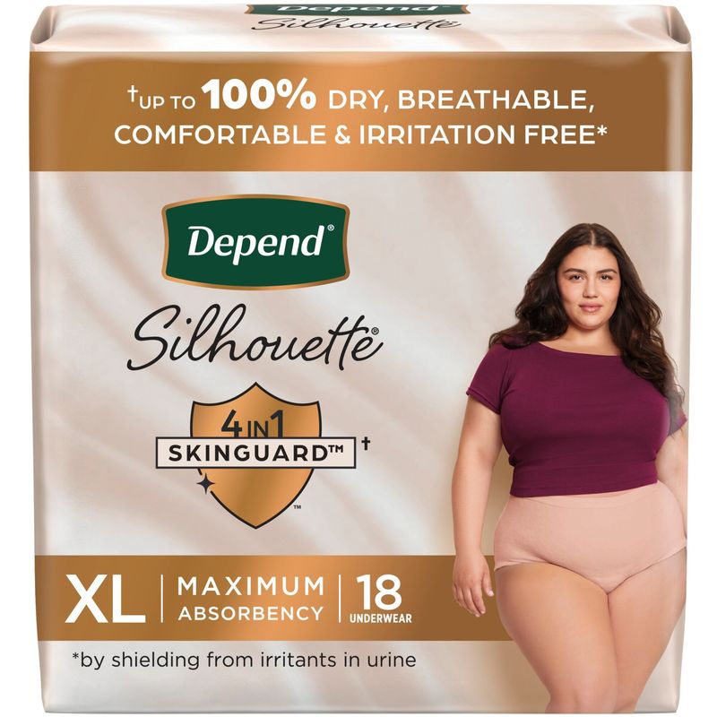 Depend Silhouette Adult Incontinence & Postpartum Underwear for Women, Maximum Absorbency, Extra Large, Pink