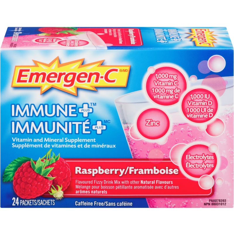 Immune+ Vitamin C & Mineral Supplement Fizzy Drink Mix, Raspberry