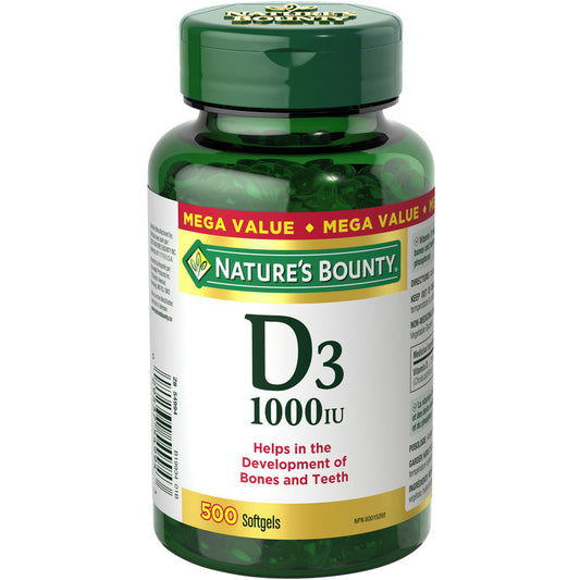 Vitamin D3 Pills and Supplement, Helps in development of bones and teeth, 1000 IU