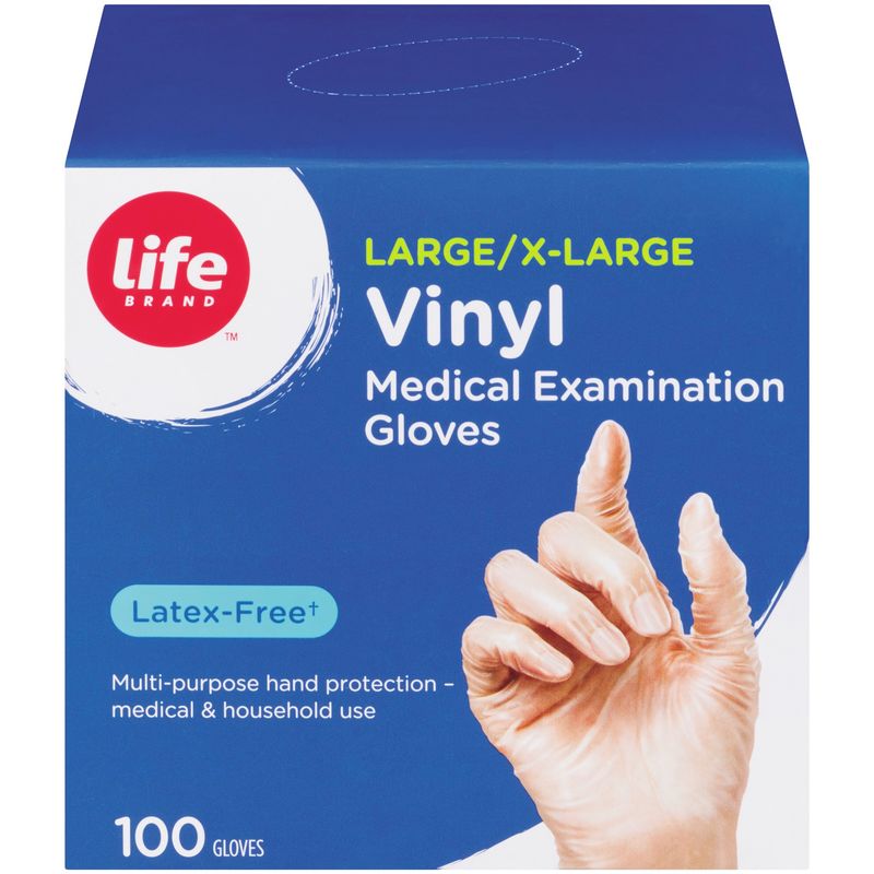 Life Brand Vinyl Medical Exam Gloves 100ct L/XL