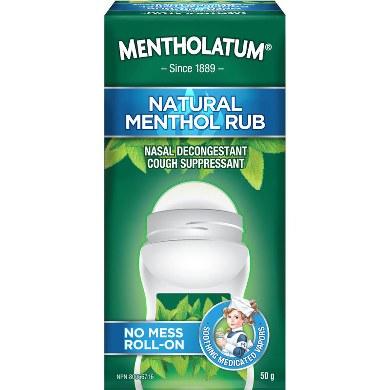 No Mess Natural Menthol Rub Roll On, Vapourizing Rub, Cough Suppressant & Nasal Decongestant