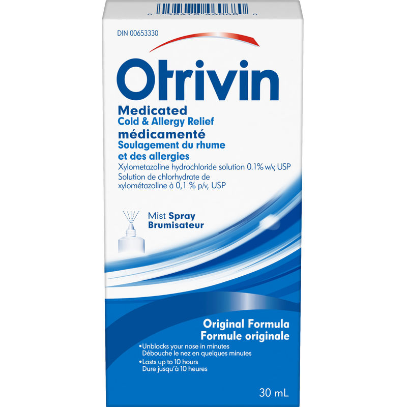 Otrivin Medicated Cold & Allergy Relief Original Nasal Decongestant Mist Spray 30ml