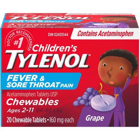 Children's Medicine Fever and Sore Throat, Chewables, Grape