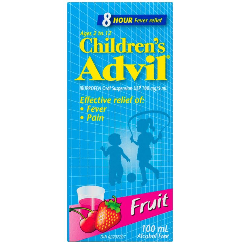 Children's Advil Fever and Pain Relief Ibuprofen Oral Suspension, Fruit, 100 mL