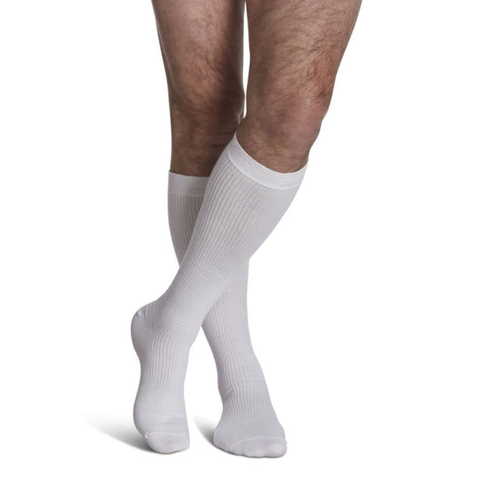 Sigvaris Casual Cotton Men's Stockings, 15-20mmHg, Size B, White (Per Pair)