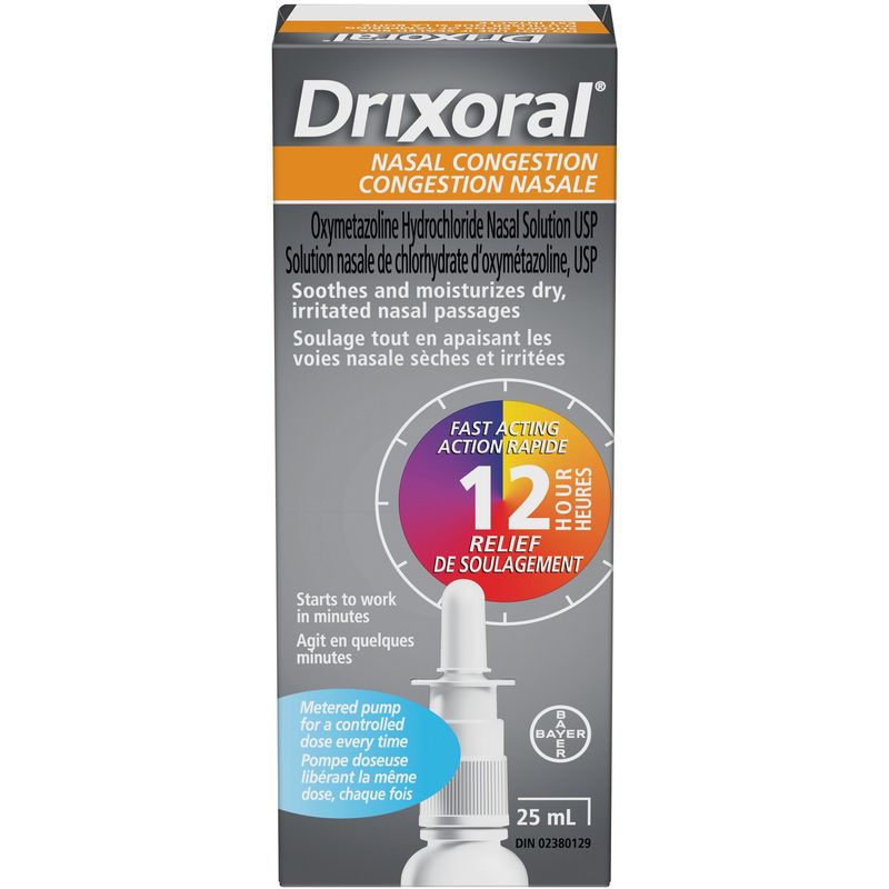 Drixoral Nasal Congestion Spray, Soothes and Moisturizes Dry and Irritated Nasal Passages, 25ml