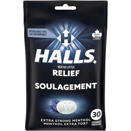 Halls Relief Mentho-Lyptus Extra Strong Menthol, 30 Cough Drops