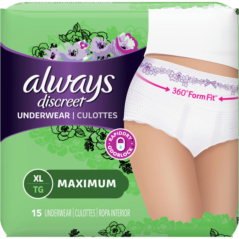 Discreet, Postpartum Incontinence Underwear, Maximum, 15 Underwear