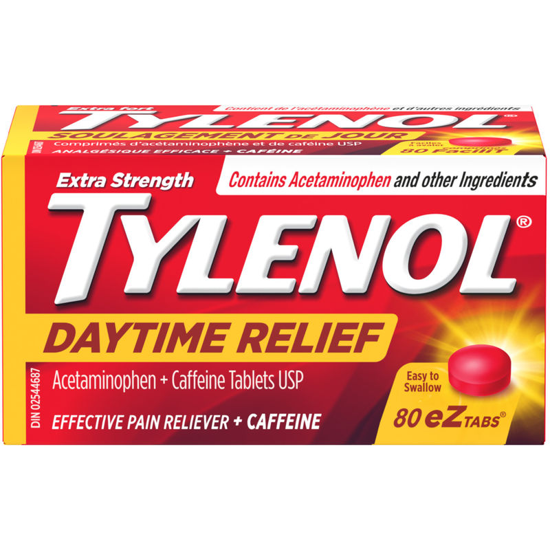 Extra Strength Daytime Relief Tablets, 500 mg Acetaminophen + 65 mg Caffeine, Morning Headache & Pain Relief