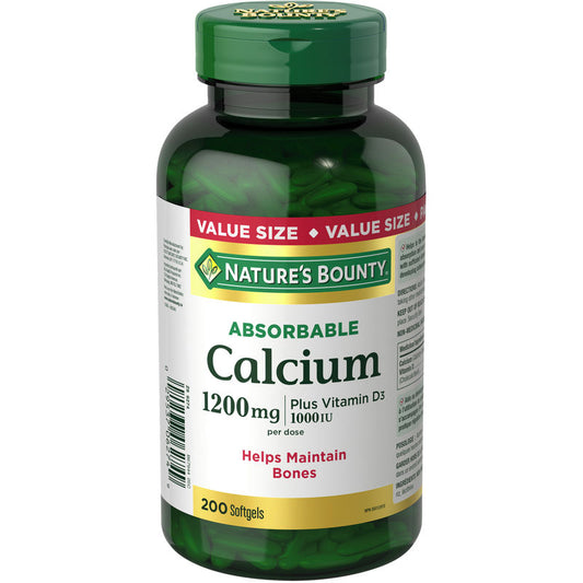 Calcium Pills plus Vitamin D3 Supplement, Helps maintain bones, 1200mg