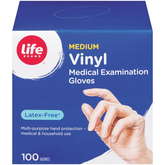 Life Brand Vinyl Medical Exam Gloves 100ct M