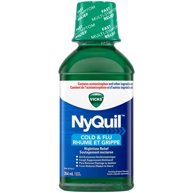 NyQuil Cold & Flu Nighttime Relief Liquid, Original, 354 ml