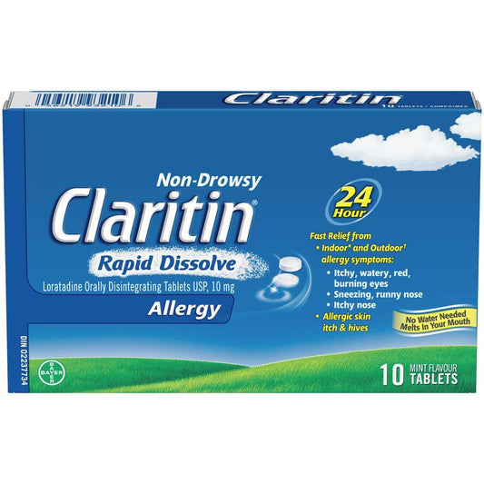 Claritin Rapid Dissolve Allergy Medicine, 24-Hour Non-Drowsy Relief 10 mg, 10 Tablets