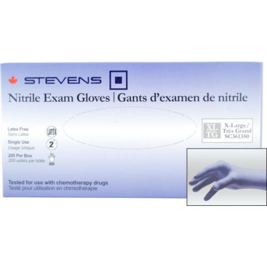 Stevens Nitrile Exam Gloves, Powder‑Free, Non‑Sterile, X-Large (Box 200 pcs)