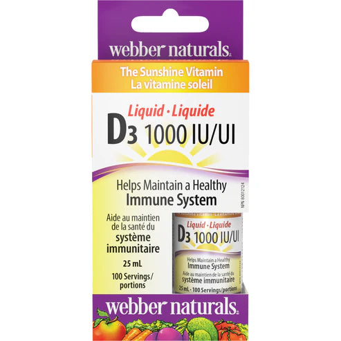 Webber Naturals Vitamin D3 Liquid - 1000IU - 25ml